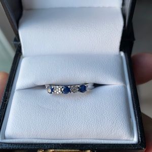 10K White Gold, Sapphire, and Diamond Ring - Sz 8